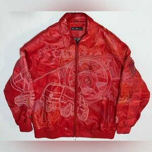 Vintage Marc Buchanan Pelle Pelle Cadillac Escalade Leather Jacket 52 Red Y2k